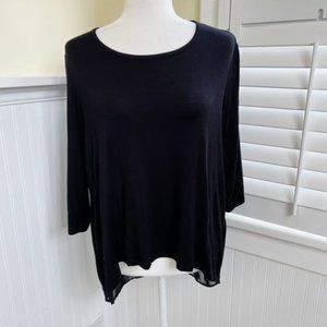 Eight Eight Eight NWT Black Split Back High Low Hem Top Women's Large Petite